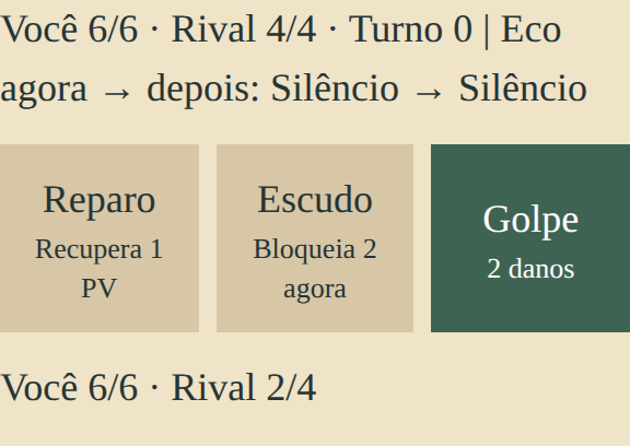Golpe selecionado antes da confirmação